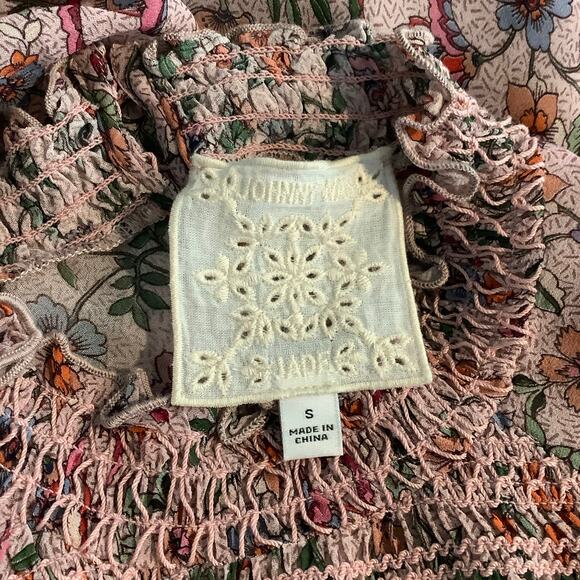 Johnny Was Jade Ode Floral Boho Half Sleeve Smocked Blouse Top Small - Picture 7 of 8